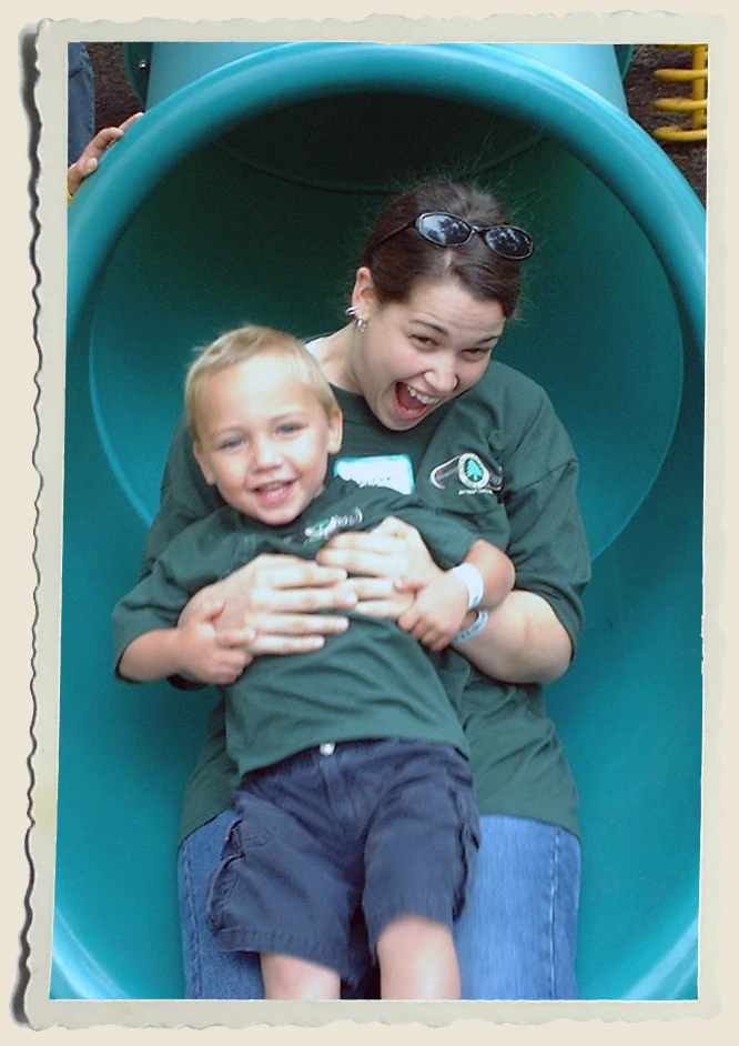 Kyle-&-Heather-Piper-sliding Kyle and Aunt Heather Piper sliding