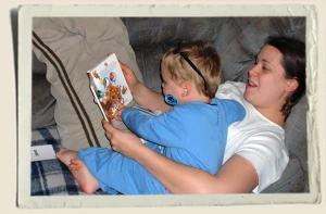 Aunt Heather Piper reading to Kyle Piper