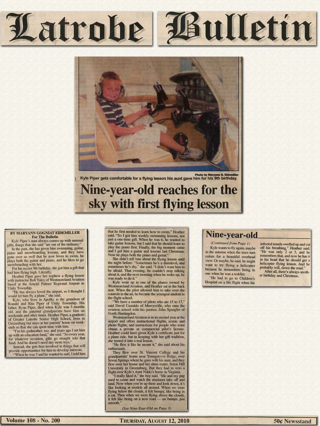 kyle piper make the Latrobe Bulletin 