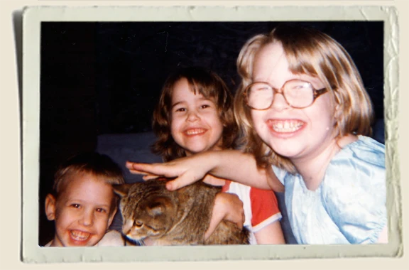 Ryan, Nicole, Heather Piper with my cat Morticia 