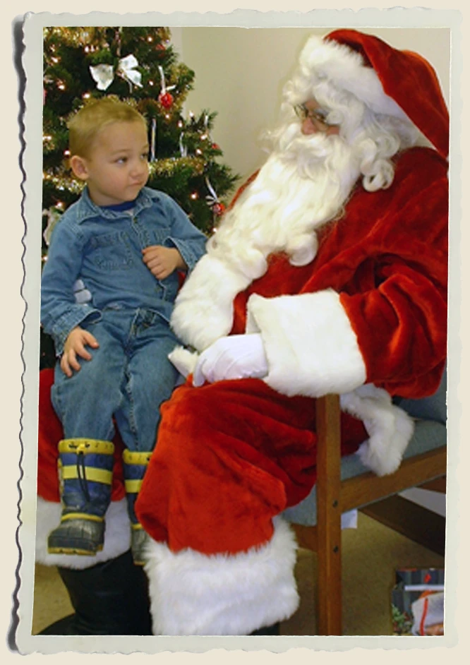 Kyle hanging with santa clause Aunt Heather Piper