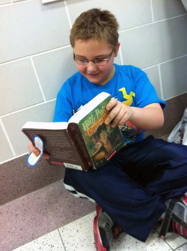 Kyle reading Harry Potter 12-7-11