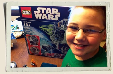 Kyle with his Lego Deathstar Aunt Heather Piper