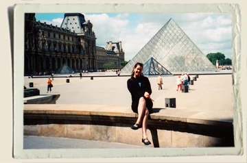 Aunt Heather Piper in front of Le Louvre in Paris France 