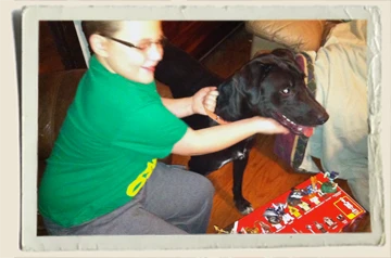 Kyle protecting the Lego's Death Star from Seven -Christmas 2011