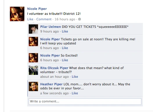 The Hunger Games Facebook- Aunt Heather Piper