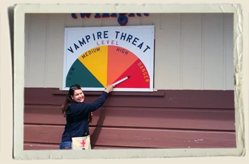 Aunt-Heather-Piper-at-Vampire-Threat-Sign