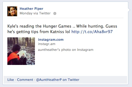 Aunt Heather Piper Instagram Hunting 11-26-12