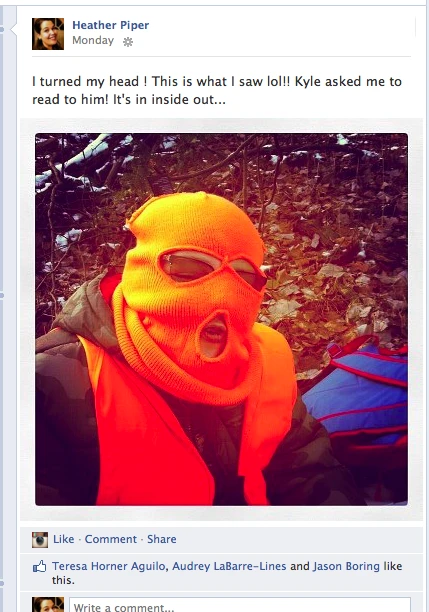 Kyle hunting scary Aunt Heather Piper 11-26-12