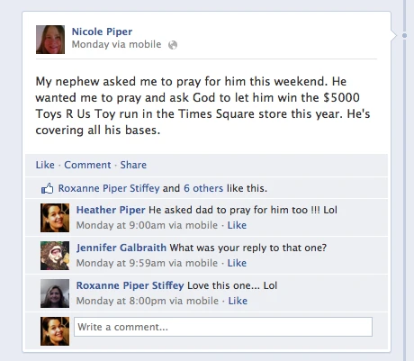 Nicole's Facebook Screenshot Aunt Heather Piper Nicole's Facebook Screenshot Aunt Heather Piper