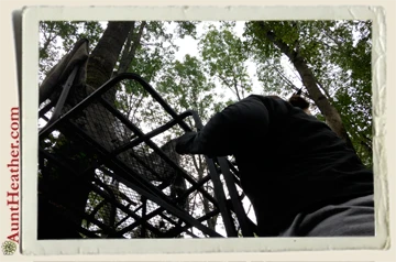 Aunt-Heather-Piper-getting-into-tree-stand-Cortland-NY-8-31-13