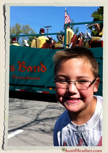 Kyle-in-front-of-Shriner's-Band-Fort-Ligonier-Days-Parade-Aunt-Heather-Piper-10-2010