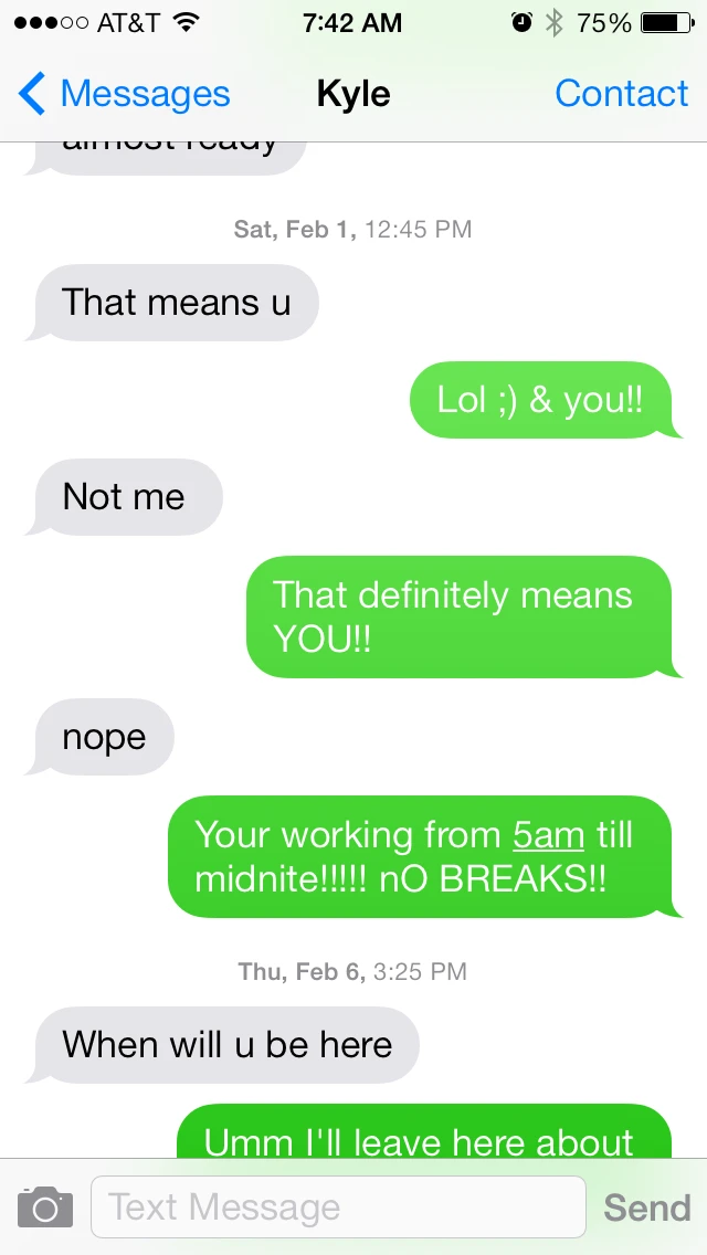 Kyle's youth group meeting text Aunt Heather Piper