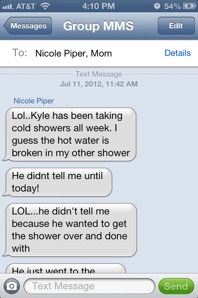 11-13-12 Cold Showers Aunt Heather Piper
