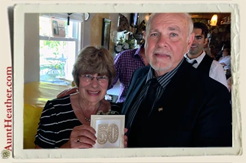 Lorraine-&-Bob-showing-off-50-years-Aunt-Heather-Piper-8-10-14