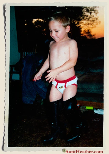 Kyle-in-my-boot-and-Underroos-Aunt-Heather-Piper-2005