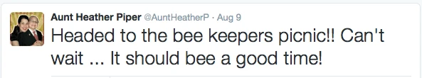 Beekeeper Meeting Twitter feed 8-9-15 Aunt Heather Piper