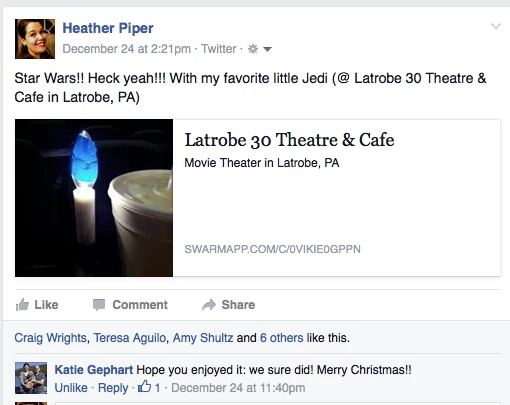 Facebook screen shot Aunt Heather Piper