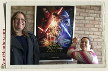 Nicole & Aunt Heather Piper at Star Wars Movie Jedi training 12-24-15